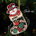 Grandma Snowman Kids In Christmas Socks Personalized Shaker Ornament